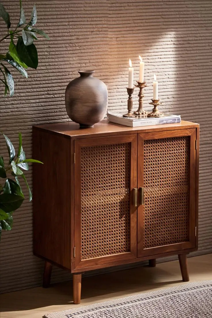Rich Wooden Rattan Cabinet HS HOME DECOR