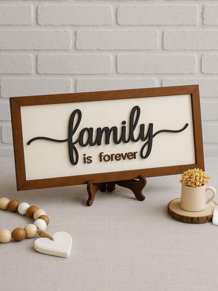 "Family Is Forever" Framed Wood Sign -