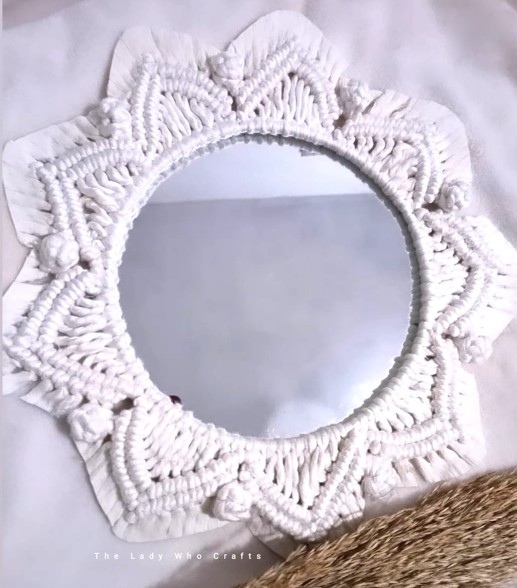 Floral Macrame Mirror